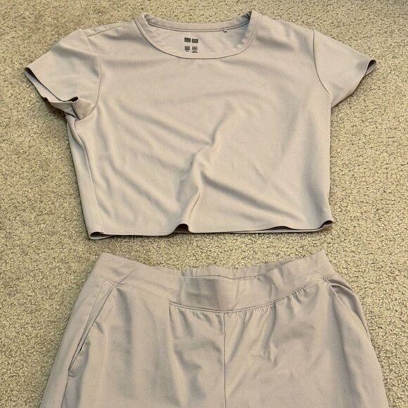 Uniqlo AIRism Lounge Set – Cropped Tee & Joggers (Size S) - Picture 1 of 6